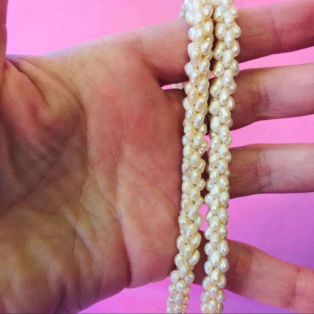 Vintage freshwater cream pearl braided bracelet
